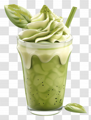 Matcha Green Tea Dessert - Matcha Green Tea Dessert With Cream Transparent PNG