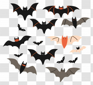 Halloween Bats - Cartoon Bats Collection For Halloween Transparent PNG