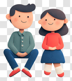 Couple Sitting Together - Cartoon Couple Sitting Together Transparent PNG
