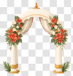 Indian Wedding Arch - Floral Wedding Arch With Drapery Transparent PNG