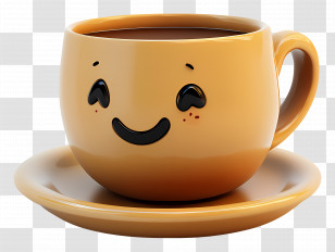 Animated Coffee - Cute Smiling Coffee Cup Transparent PNG