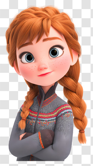 Frozen Anna - Girl With Braids Cartoon Transparent PNG