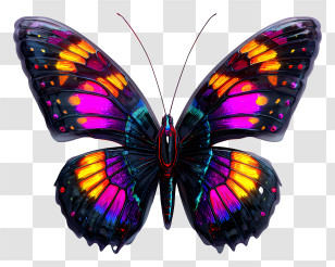 Psychedelic Color - Iridescent Colorful Butterfly Transparent PNG