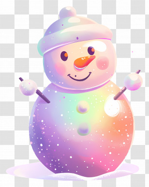 Christmas Snowman - Joyful Gradient Cartoon Snowman In Winter Transparent PNG