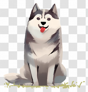 Husky - Sitting Husky Cartoon Illustration Transparent PNG