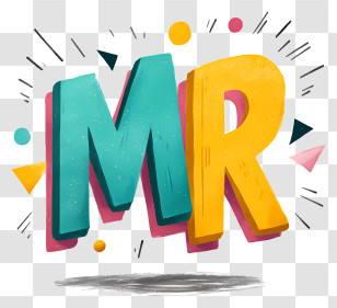 Mr Logo - Bold 3D 'MR' Colorful Lettering Transparent PNG