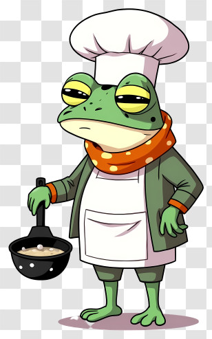 Cartoon Frog - Frog Chef With Cooking Pan Transparent PNG