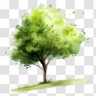 Green Tree - Watercolor Illustration Of A Tree Transparent PNG