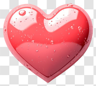 Flat Conversation Heart - Shiny Red Heart With Water Droplets Effect Transparent PNG
