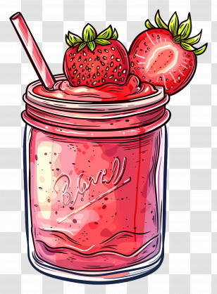 Strawberry Pudding Jar - Refreshing Strawberry Smoothie In A Jar Transparent PNG