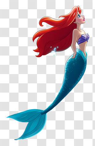 Princess Ariel - Mermaid With Tail In Ocean Transparent PNG