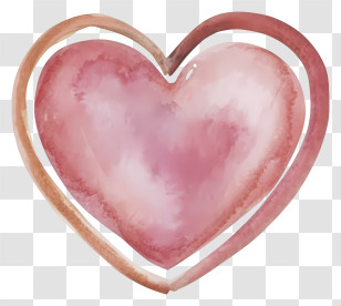 Cartoon - Watercolor Pink Heart Illustration Transparent PNG
