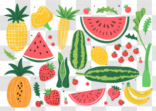 Food Background - Illustrated Assorted Fruits Collection Transparent PNG