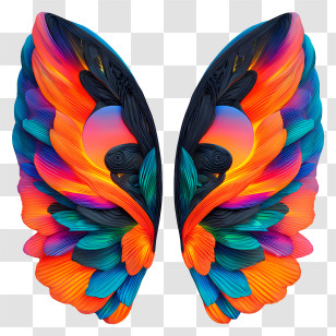Iridescent Butterfly Wings - Vibrant Rainbow Feather Wings Transparent PNG