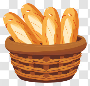 Bread Basket - Basket Filled With Freshly Baked Baguettes Transparent PNG