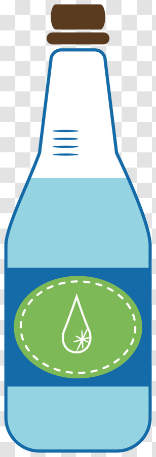 Plastic Bottle - Blue Water Bottle With Green Label Transparent PNG