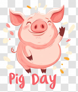 National Pig Day - Happy Pig Cartoon For Pig Day Transparent PNG
