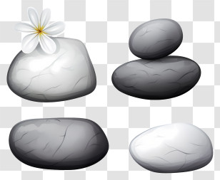 White Marble Rocks - Grey Stones With White Flower Transparent PNG