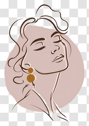 Woman Face Line Art - Elegant Woman Sketch Transparent PNG