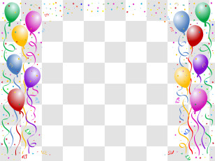 Confetti - Colorful Balloons And Confetti Border For Celebrations Transparent PNG