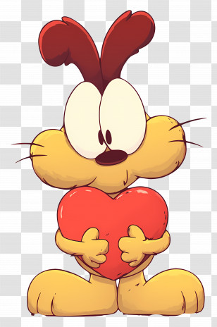 Cartoon Character - Cute Cartoon Dog Holding A Heart Transparent PNG