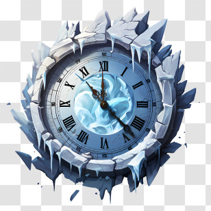 Winter Time - Frozen Clock With Roman Numerals Transparent PNG
