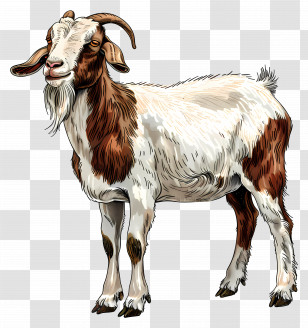 Boer Goat - Realistic Goat Illustration Transparent PNG