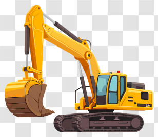 Excavator - Illustration Of Yellow Excavator Machine Transparent PNG