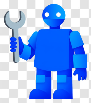 Robot - Blue Robot Mechanic Mascot Transparent PNG