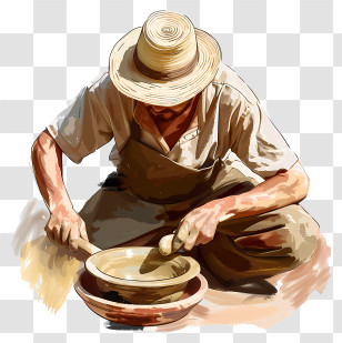Pottery Artist - Man Grinding Grain In Traditional Manner Transparent PNG