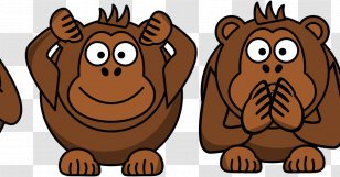 Pan Ape Three Wise Monkeys Primate - Monkey Transparent PNG