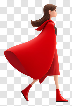 Girl Wearing Red Cape - Adventurous Girl In Red Cape Transparent PNG