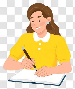 Woman Writing With Pencil - Girl Writing In Notebook Transparent PNG