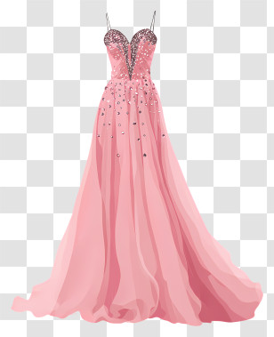 Prom Dress - Elegant Pink Dress With Sparkling Details Transparent PNG