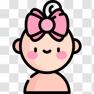 Baby Girl - Cartoon Baby With Pink Bow Transparent PNG