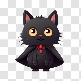 Halloween
 - Cute Black Cat In Cartoon Style Transparent PNG