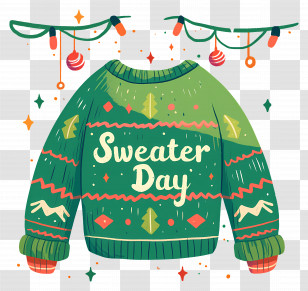 National Ugly Sweater Day - Green Sweater Illustration For Sweater Day Transparent PNG