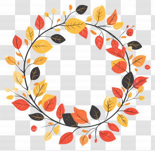 Autumn Wreath - Autumn Leaf Wreath Design Transparent PNG