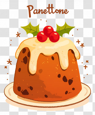 Panettone - Panettone Dessert With Holly Decoration Transparent PNG