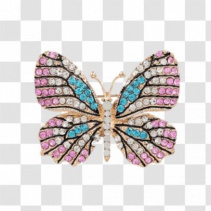 Brooch Butterfly Earring Jewellery Imitation Gemstones & Rhinestones - Insect Transparent PNG