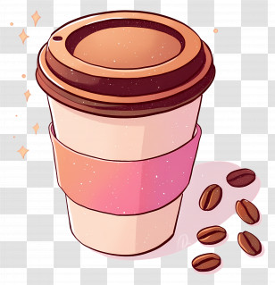 Coffee Cup - Takeaway Coffee Cup With Beans And Sparkles Transparent PNG