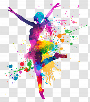 Dancer - Colorful Dancer Silhouette In Splash Art Transparent PNG