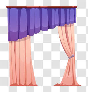 Icon - Decorative Curtains With Purple And Peach Colors Transparent PNG