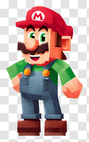 Minecraft Super Mario - Red Hat Plumber In Overalls Transparent PNG