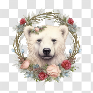 Little Polar Bear
 - Polar Bear Illustration With Floral Wreath Transparent PNG