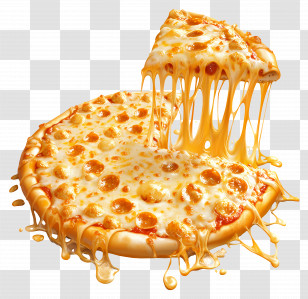 Cheese Pull - Cheesy Pizza Slice With Melted Cheese Pull Transparent PNG