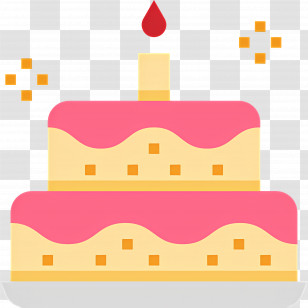 Birthday Cake - Cartoon Layered Cake With Candle For Birthday Transparent PNG