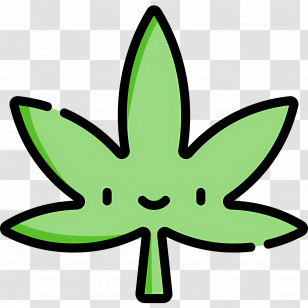 Cannabis Leaf - Cute And Happy Cannabis Leaf Illustration Transparent PNG