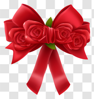 Red Ribbon - Red Floral Ribbon Bow Transparent PNG
