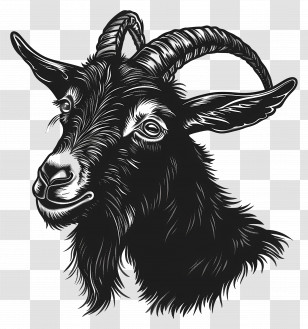 Black Goat - Black And White Goat Illustration Transparent PNG
